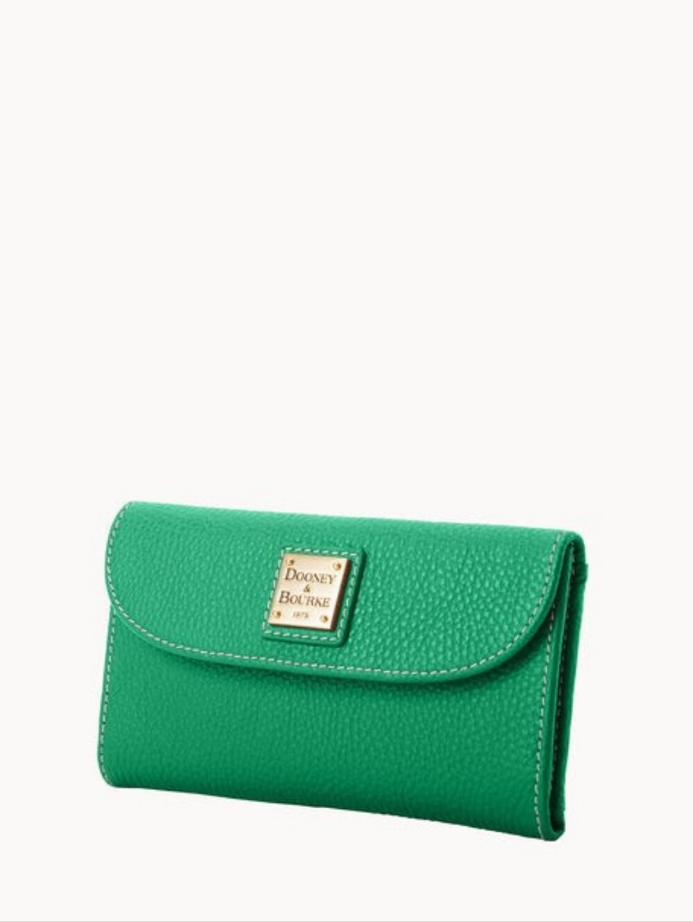 NEW! Dooney & Bourke Kelly Green Pebble Leather Wallet with Gold Plaque
